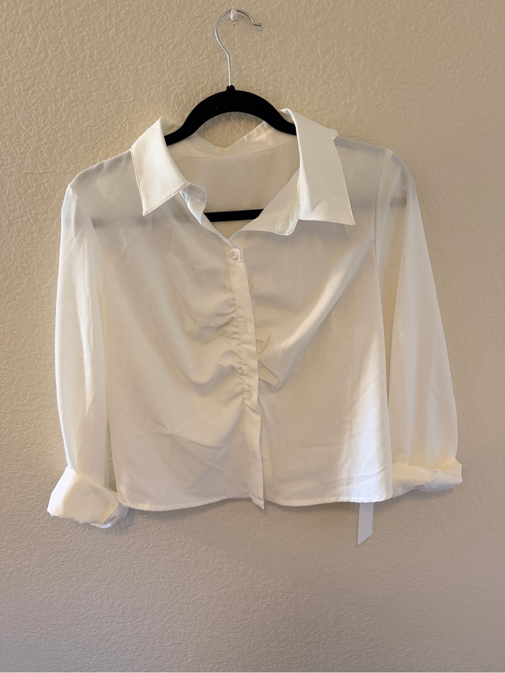 Women's White Collared Button-Front Blouse